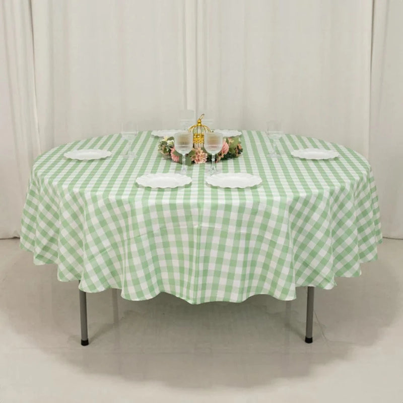 90" Checkered Gingham Polyester Round Tablecloth