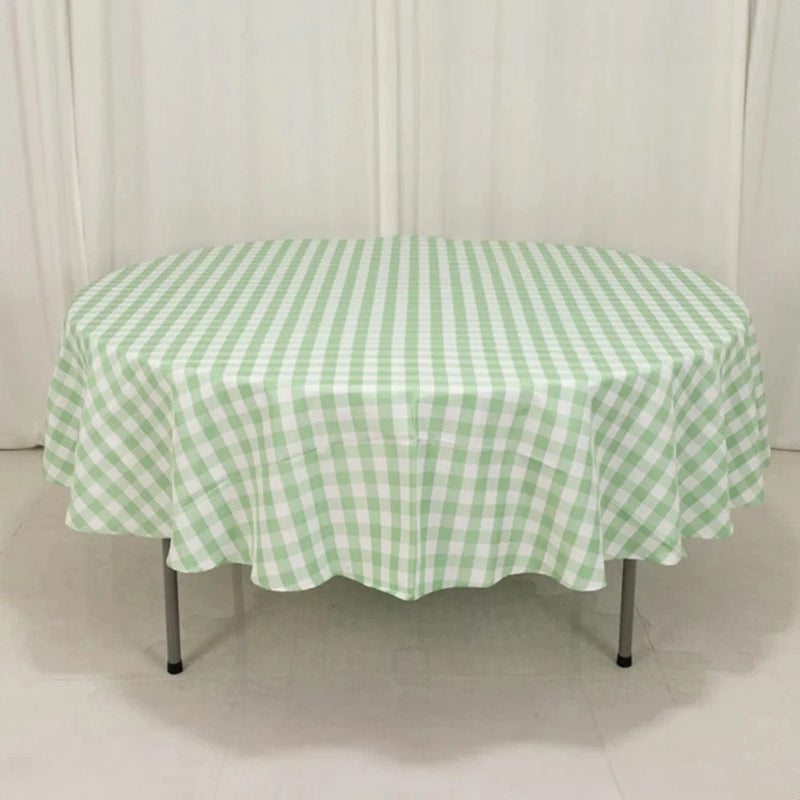 90" Checkered Gingham Polyester Round Tablecloth