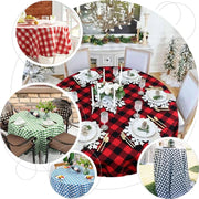 90" Checkered Gingham Polyester Round Tablecloth