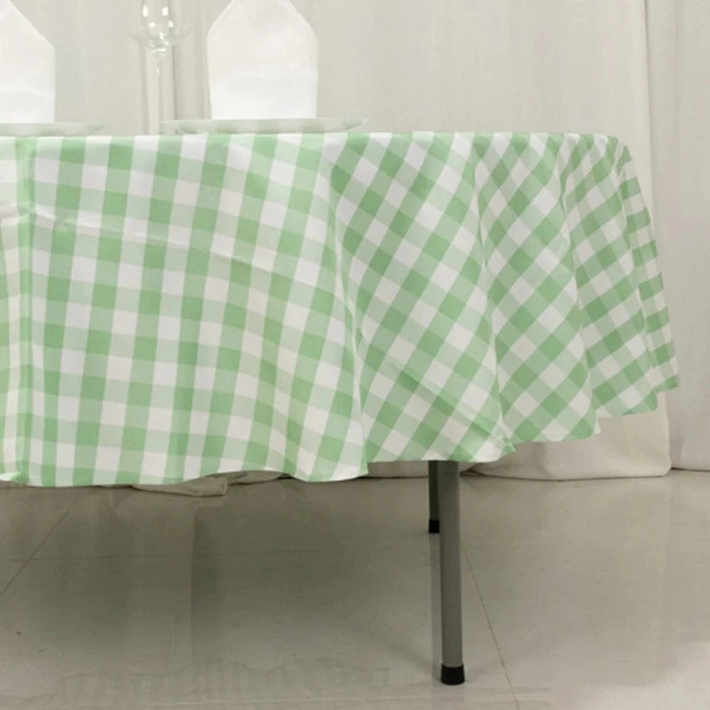 90" Checkered Gingham Polyester Round Tablecloth