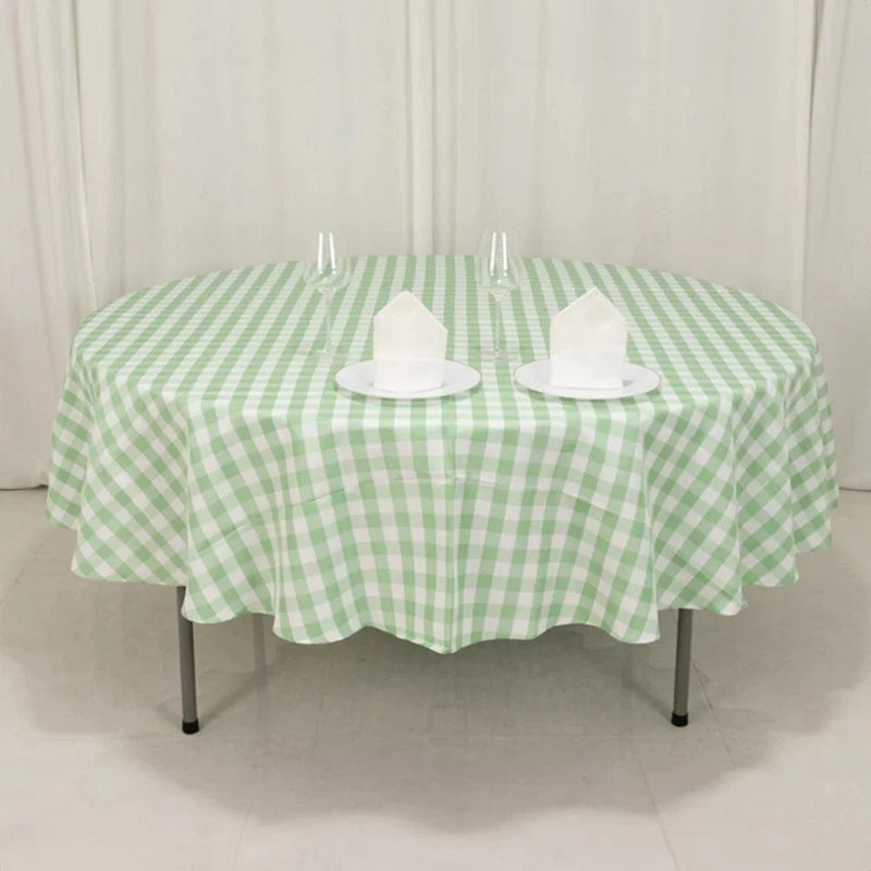 90" Checkered Gingham Polyester Round Tablecloth