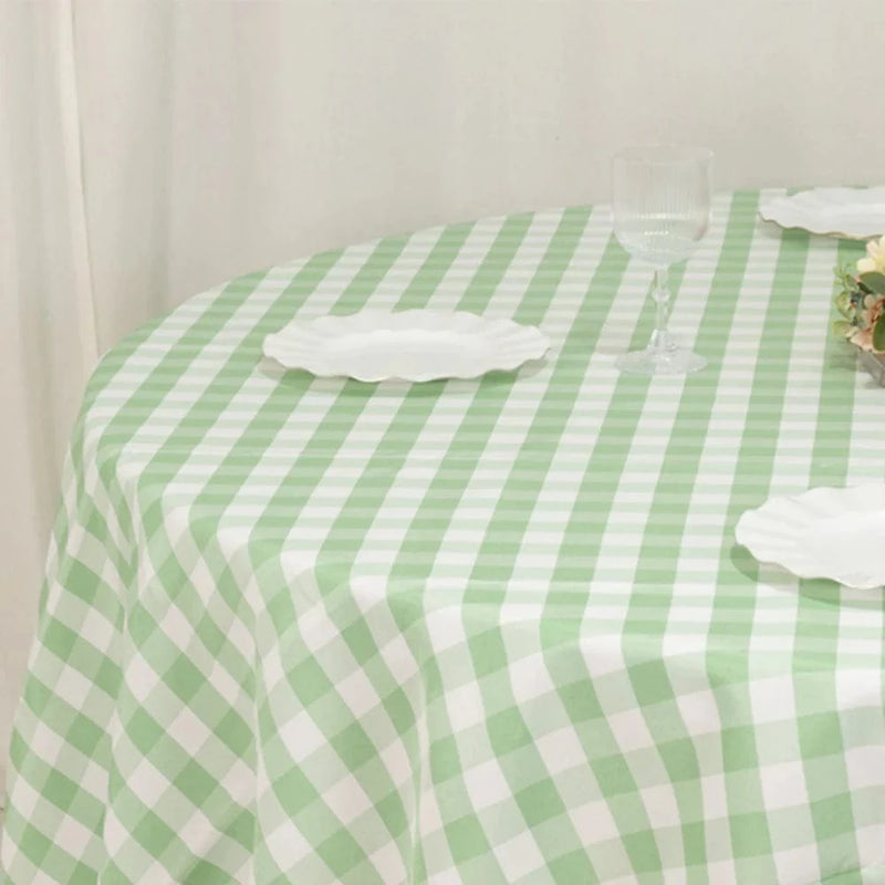 90" Checkered Gingham Polyester Round Tablecloth