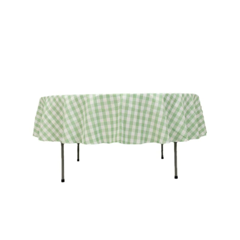 90" Checkered Gingham Polyester Round Tablecloth TAB_CHK90_SAGE