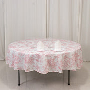 90" Polyester Round Tablecloth for Weddings and Events - French Toile Pattern