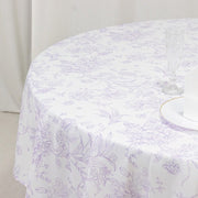 90" Polyester Round Tablecloth for Weddings and Events - French Toile Pattern