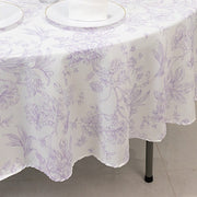 90" Polyester Round Tablecloth for Weddings and Events - French Toile Pattern