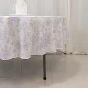 90" Polyester Round Tablecloth for Weddings and Events - French Toile Pattern
