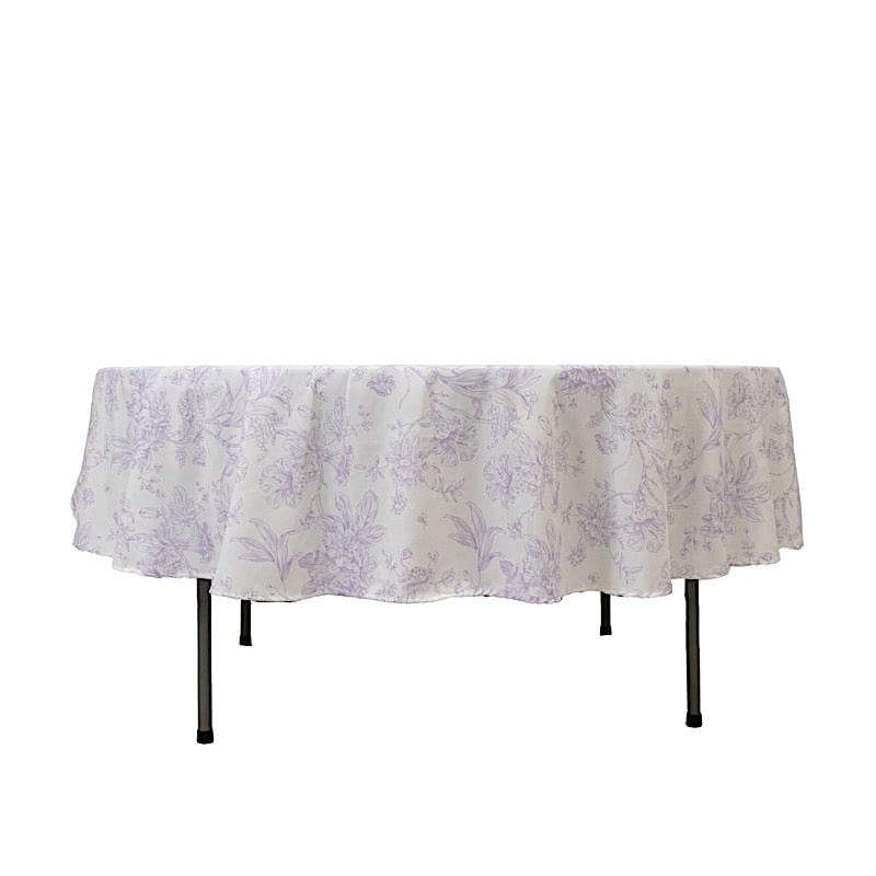 90" Polyester Round Tablecloth for Weddings and Events - French Toile Pattern