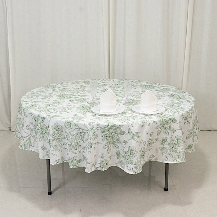 90" Polyester Round Tablecloth for Weddings and Events - French Toile Pattern