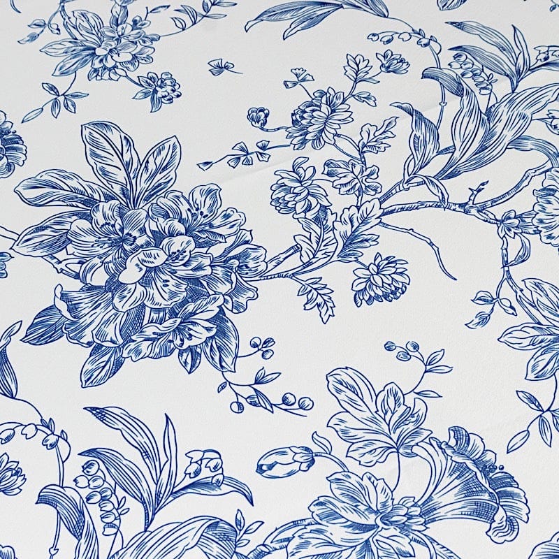 90" Polyester Round Tablecloth for Weddings and Events - French Toile Pattern