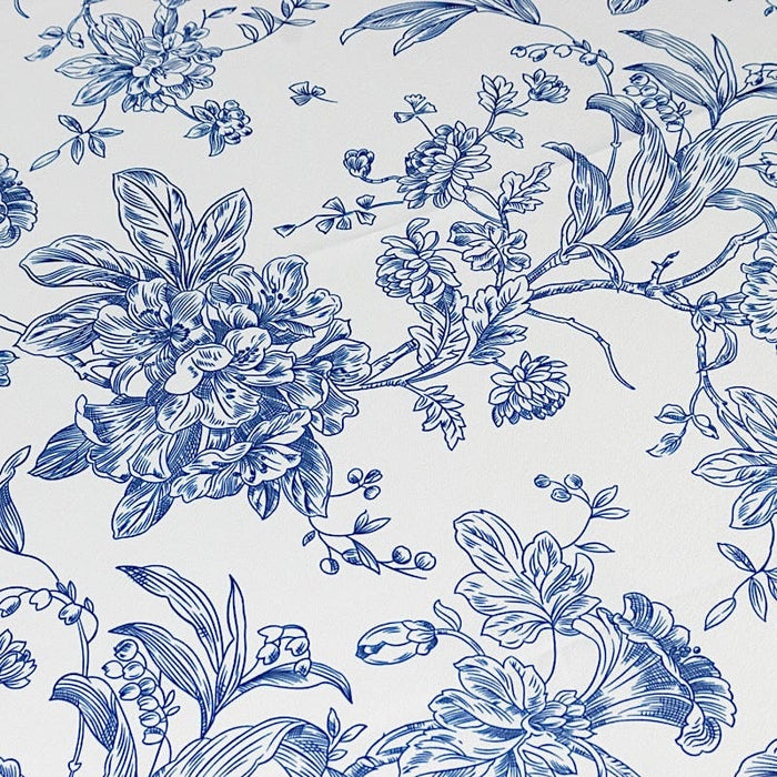 90" Polyester Round Tablecloth for Weddings and Events - French Toile Pattern