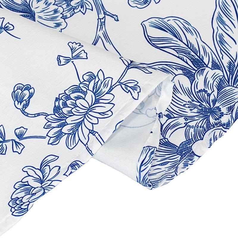 90" Polyester Round Tablecloth for Weddings and Events - French Toile Pattern