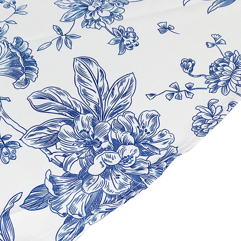 90" Polyester Round Tablecloth for Weddings and Events - French Toile Pattern