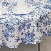 90" Polyester Round Tablecloth for Weddings and Events - French Toile Pattern