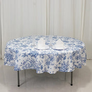 90" Polyester Round Tablecloth for Weddings and Events - French Toile Pattern