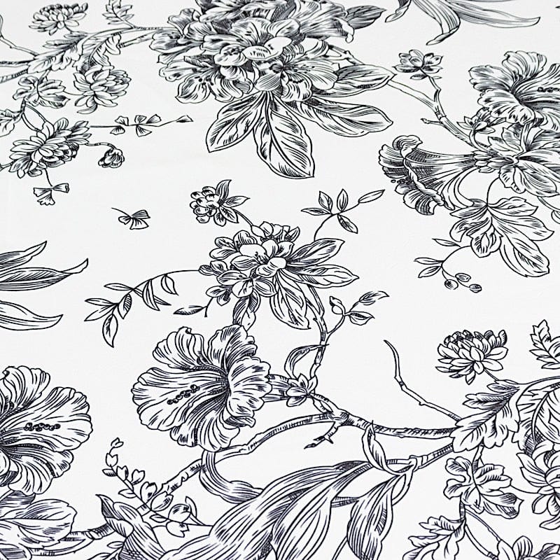 90" Polyester Round Tablecloth for Weddings and Events - French Toile Pattern