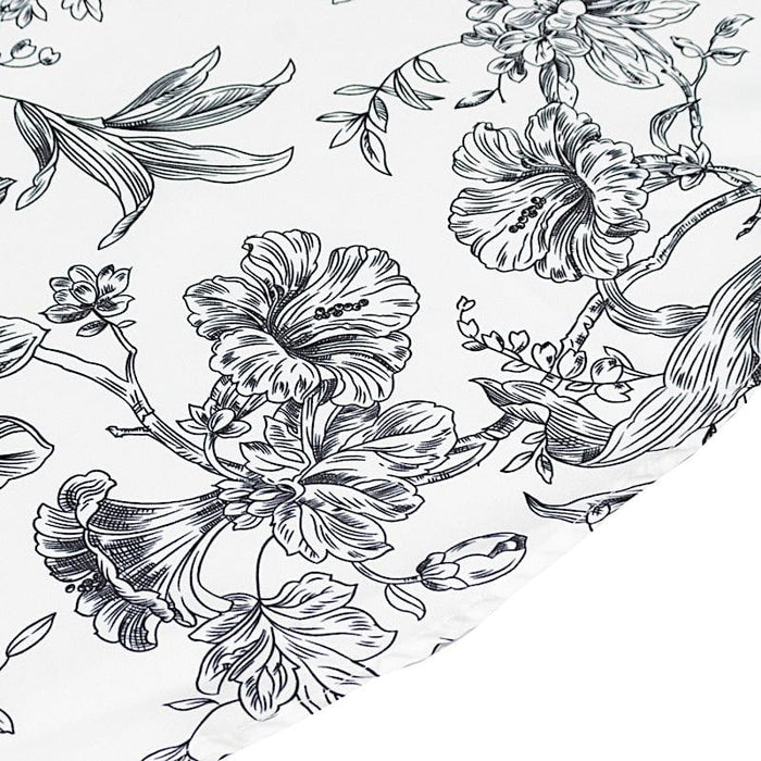 90" Polyester Round Tablecloth for Weddings and Events - French Toile Pattern