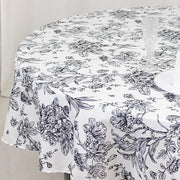 90" Polyester Round Tablecloth for Weddings and Events - French Toile Pattern