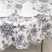 90" Polyester Round Tablecloth for Weddings and Events - French Toile Pattern