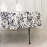 90" Polyester Round Tablecloth for Weddings and Events - French Toile Pattern