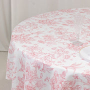 90" Polyester Round Tablecloth for Weddings and Events - French Toile Pattern