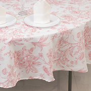 90" Polyester Round Tablecloth for Weddings and Events - French Toile Pattern