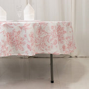 90" Polyester Round Tablecloth for Weddings and Events - French Toile Pattern