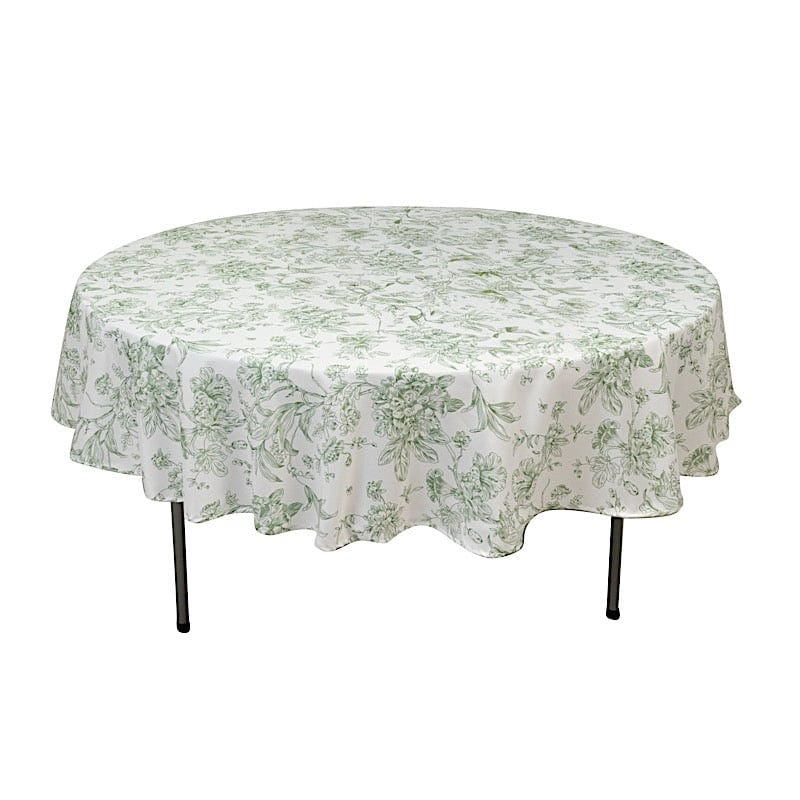 90" Polyester Round Tablecloth for Weddings and Events - French Toile Pattern TAB_PLY_FLORFT_90_DSG
