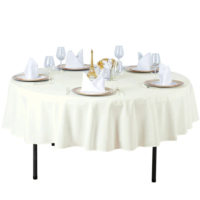 90" Round Tablecloth Premium Polyester Table Cover TAB_90_IVR_PRM