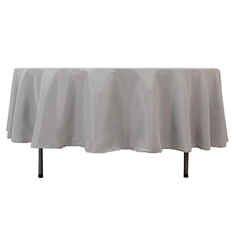 90" Round Tablecloth Premium Polyester Table Cover TAB_90_SILV_PRM