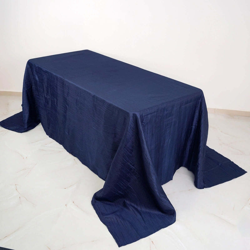 90" x 132" Accordion Metallic Crinkled Taffeta Rectangular Tablecloth