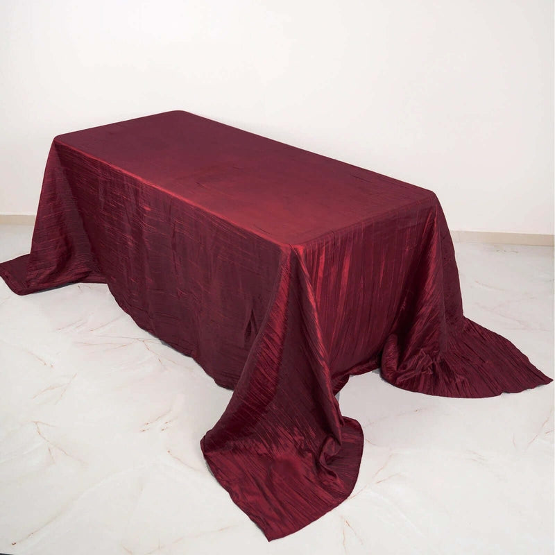 90" x 132" Accordion Metallic Crinkled Taffeta Rectangular Tablecloth