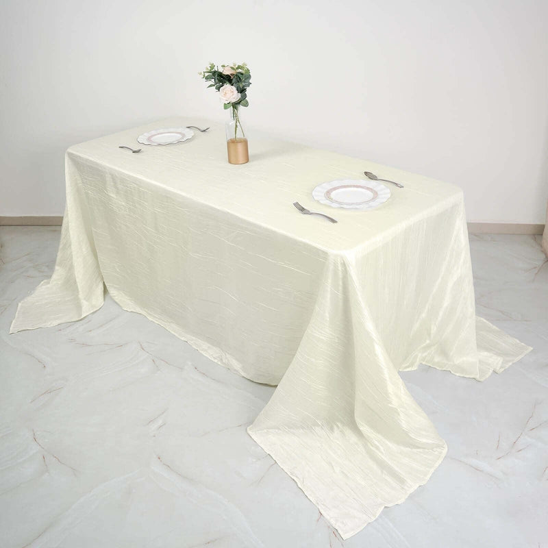 90" x 132" Accordion Metallic Crinkled Taffeta Rectangular Tablecloth