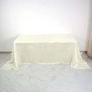 90" x 132" Accordion Metallic Crinkled Taffeta Rectangular Tablecloth TAB_ACRNK_90132_IVR