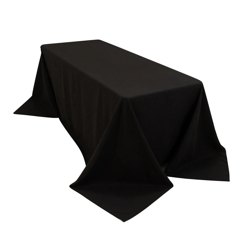 90" x 132" Cotton Blend Rectangular Tablecloth for Weddings and Events TAB_COT01_90132_BLK