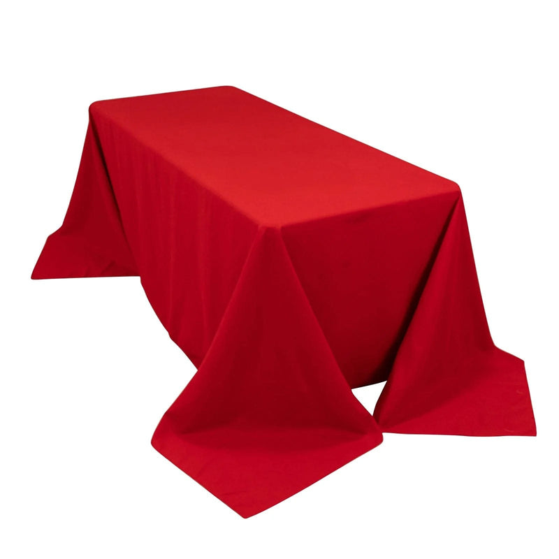 90" x 132" Cotton Blend Rectangular Tablecloth for Weddings and Events TAB_COT01_90132_RED