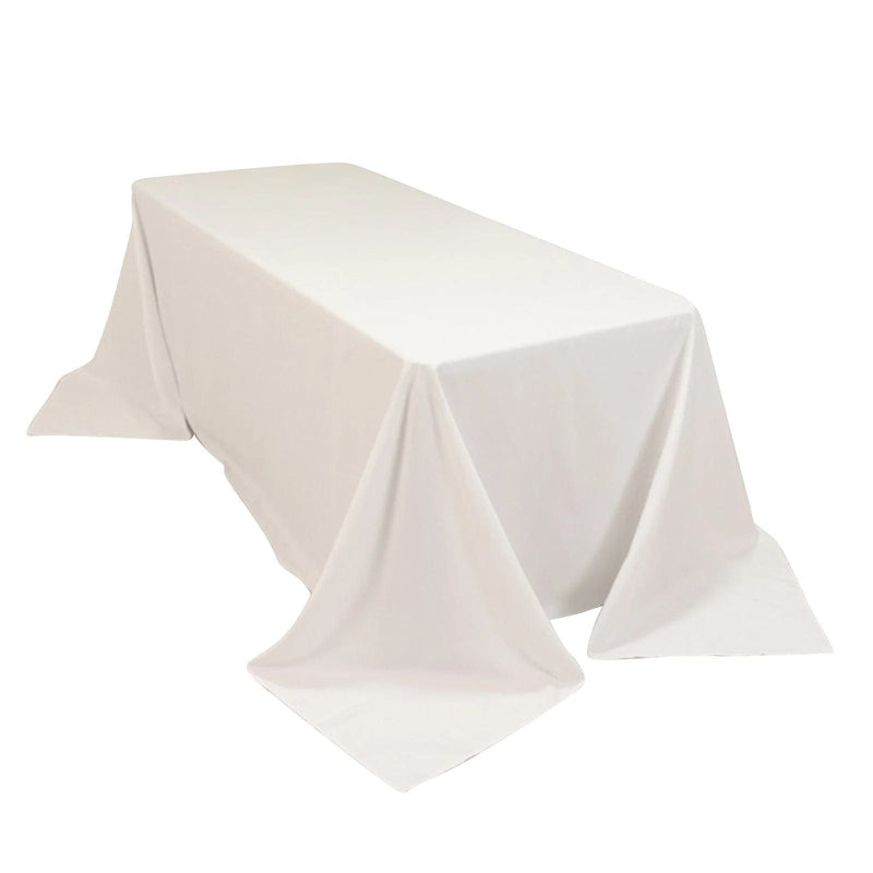 90" x 132" Cotton Blend Rectangular Tablecloth for Weddings and Events TAB_COT01_90132_WHT