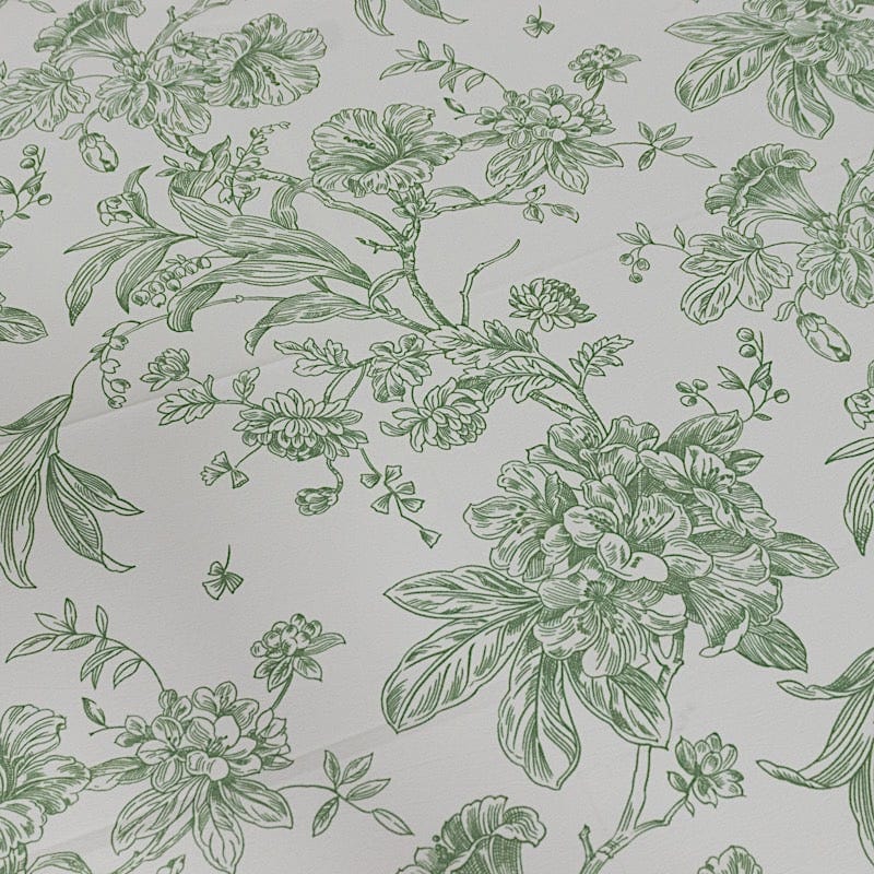 90" x 132" French Toile Pattern Polyester Rectangular Tablecloth - White