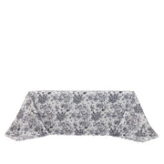 90" x 132" French Toile Pattern Polyester Rectangular Tablecloth - White TAB_PLY_FLORFT_90132_BLK
