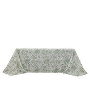 90" x 132" French Toile Pattern Polyester Rectangular Tablecloth - White TAB_PLY_FLORFT_90132_DSG