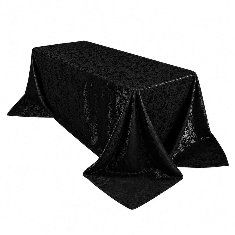 90" x 132" Jacquard Polyester Rectangular Tablecloth with Abstract Watercolor Pattern TAB_JAC02_90132_BLK