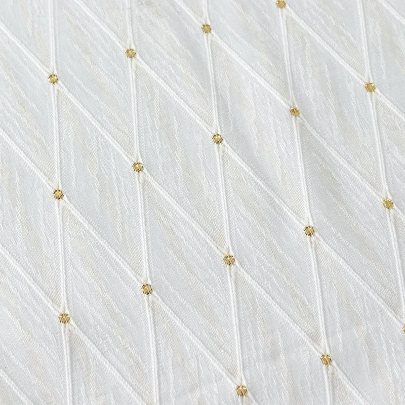 90" x 132" Jacquard Polyester Rectangular Tablecloth with Diamond Trellis and Gold Accents