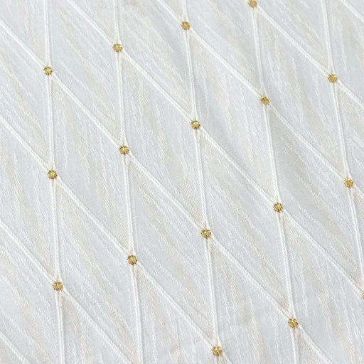 90" x 132" Jacquard Polyester Rectangular Tablecloth with Diamond Trellis and Gold Accents