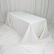 90" x 132" Jacquard Polyester Rectangular Tablecloth with Diamond Trellis and Gold Accents