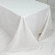 90" x 132" Jacquard Polyester Rectangular Tablecloth with Diamond Trellis and Gold Accents