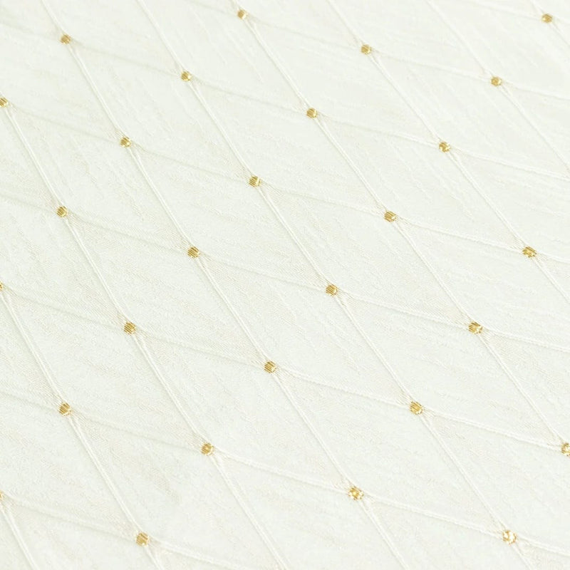 90" x 132" Jacquard Polyester Rectangular Tablecloth with Diamond Trellis and Gold Accents