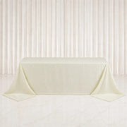 90" x 132" Jacquard Polyester Rectangular Tablecloth with Diamond Trellis and Gold Accents