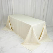 90" x 132" Jacquard Polyester Rectangular Tablecloth with Diamond Trellis and Gold Accents