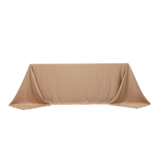 90" x 132" Lamour Satin Rectangular Tablecloth TAB_LAMR_90132_NUDE
