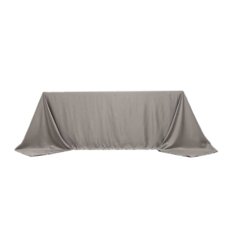 90" x 132" Lamour Satin Rectangular Tablecloth TAB_LAMR_90132_SILV